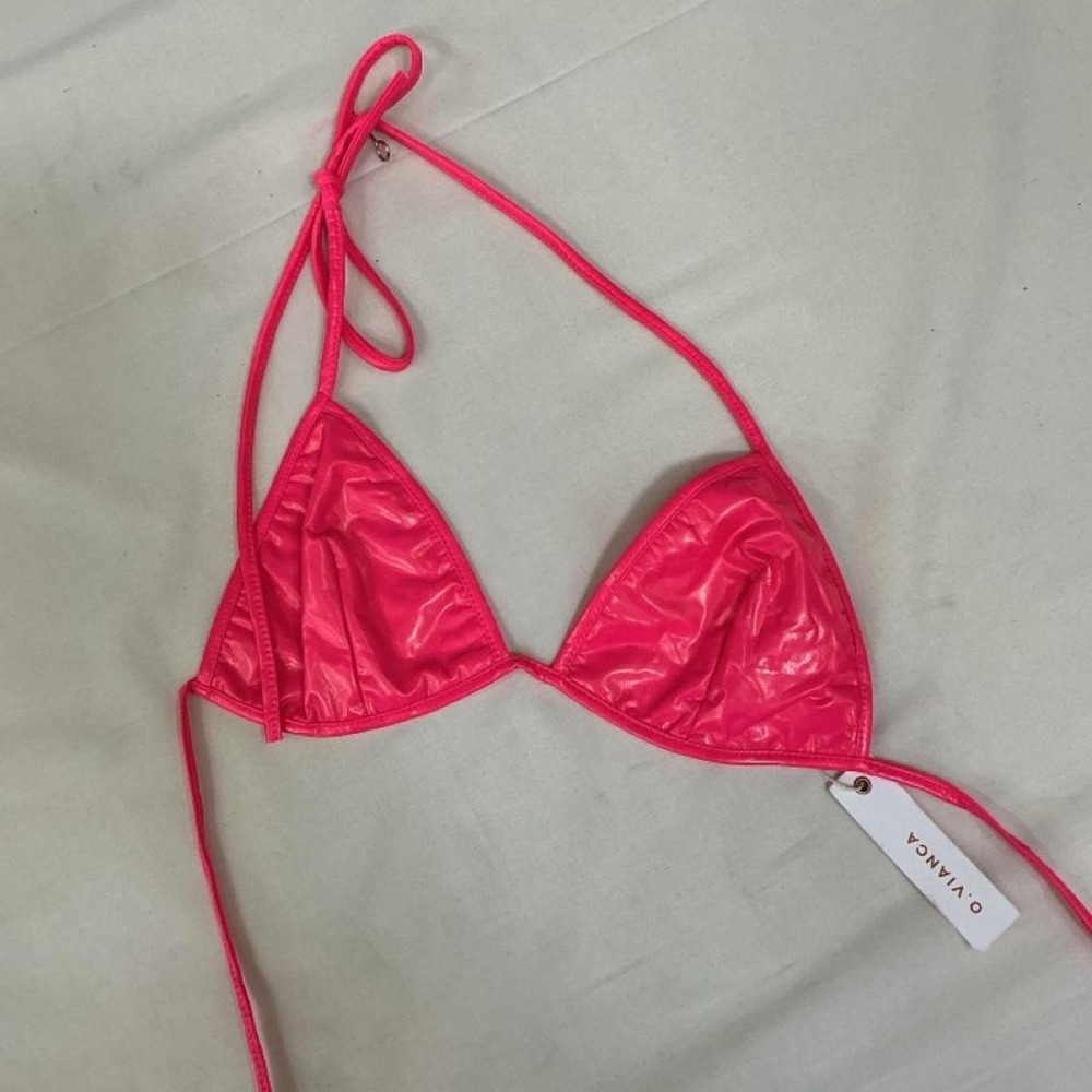 Hot‎ pink triangle bikini top